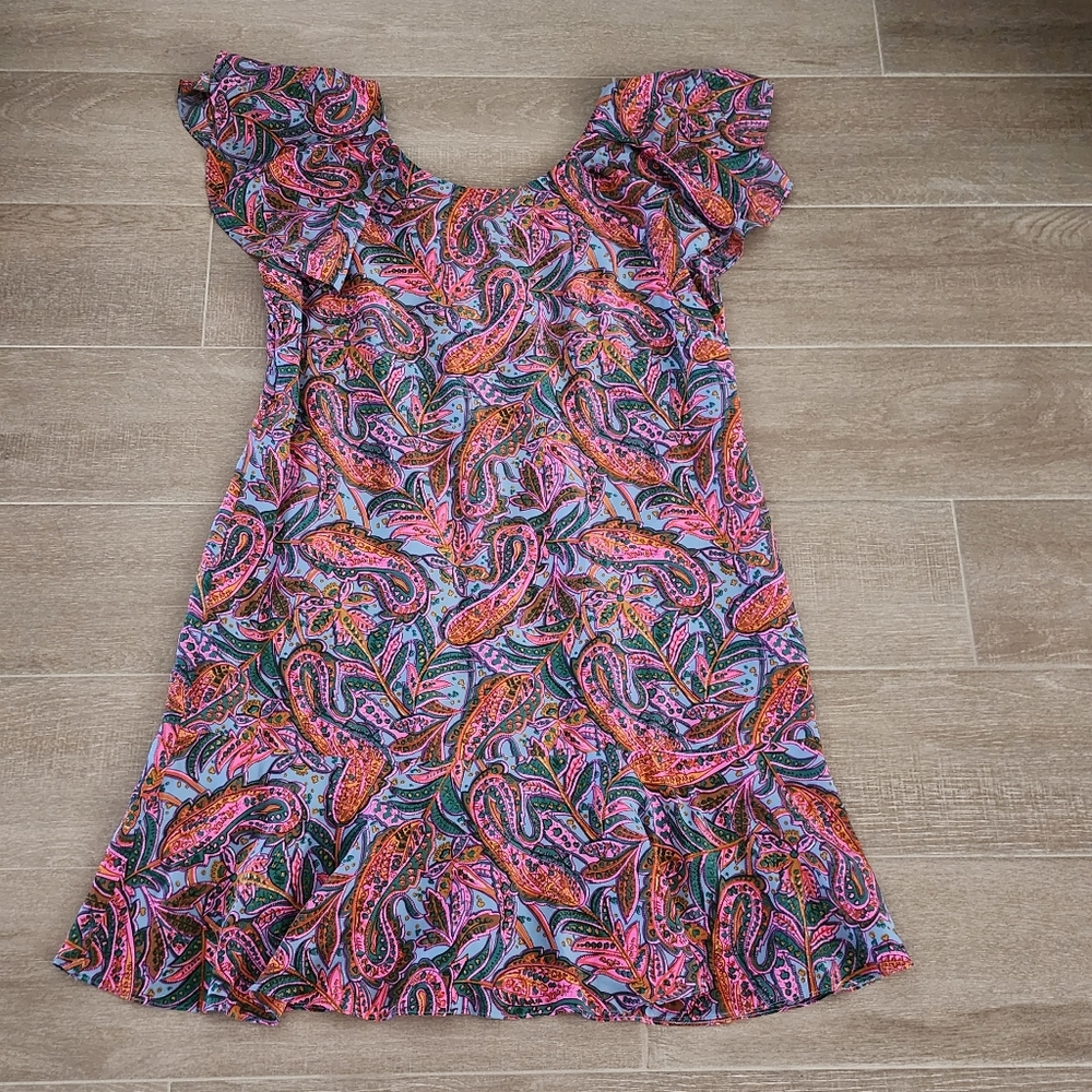 J.Crew Silk Flutter Sleeve Flounce Hem Dress